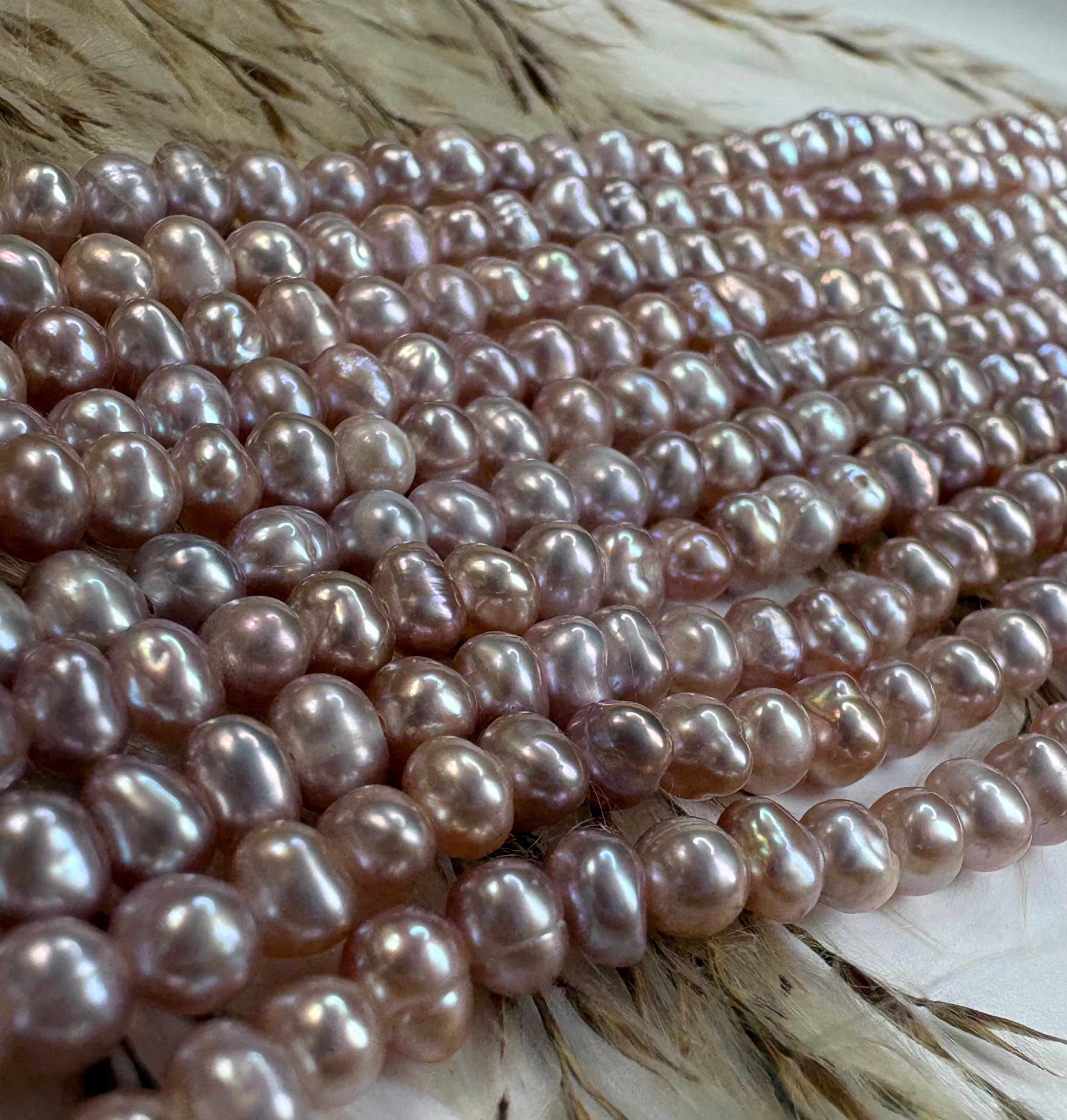 Freshwater Potato Pearl Strand - Watery Pink - 3-4mm
