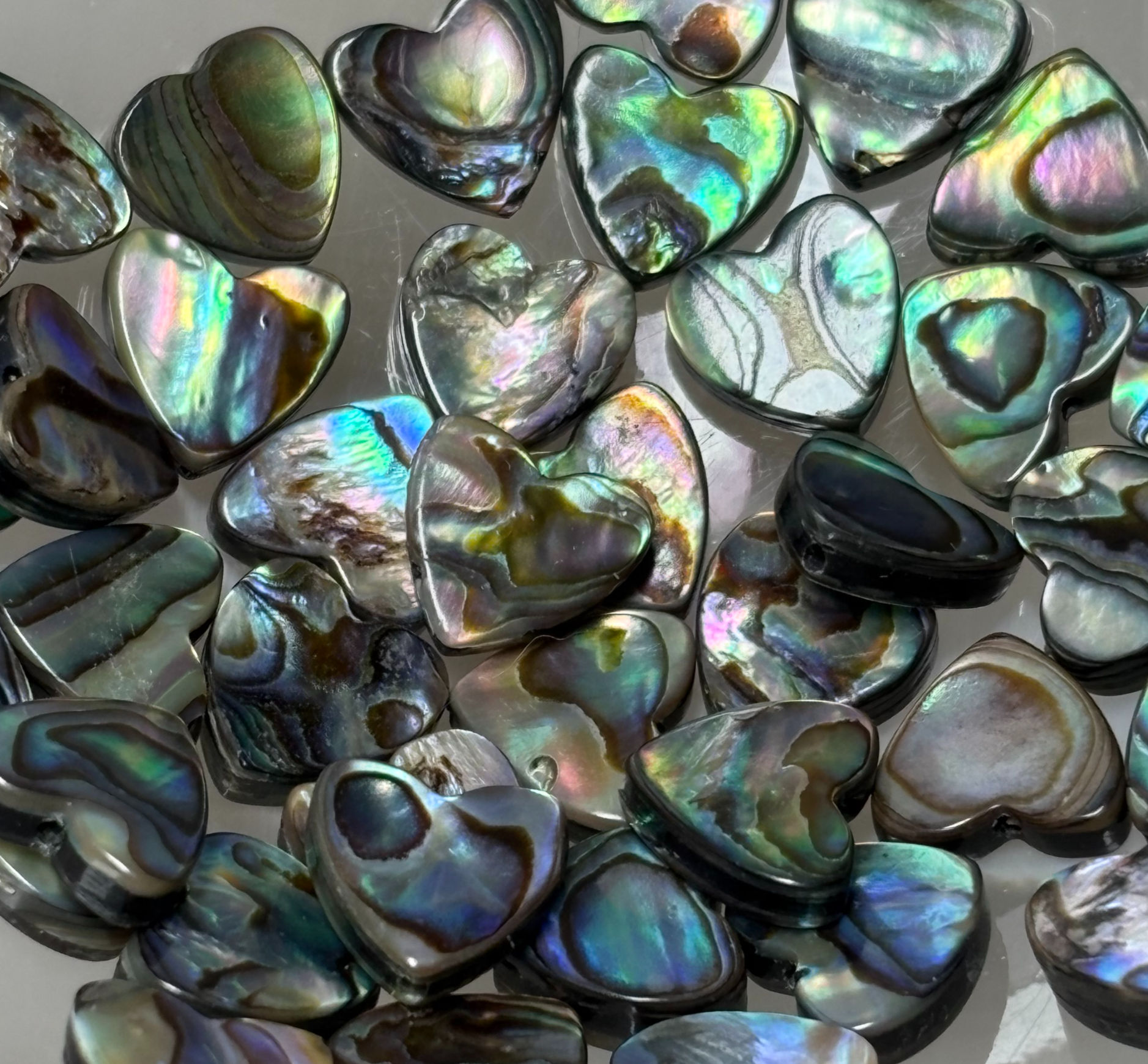 Paua Shell Double Sided Hearts