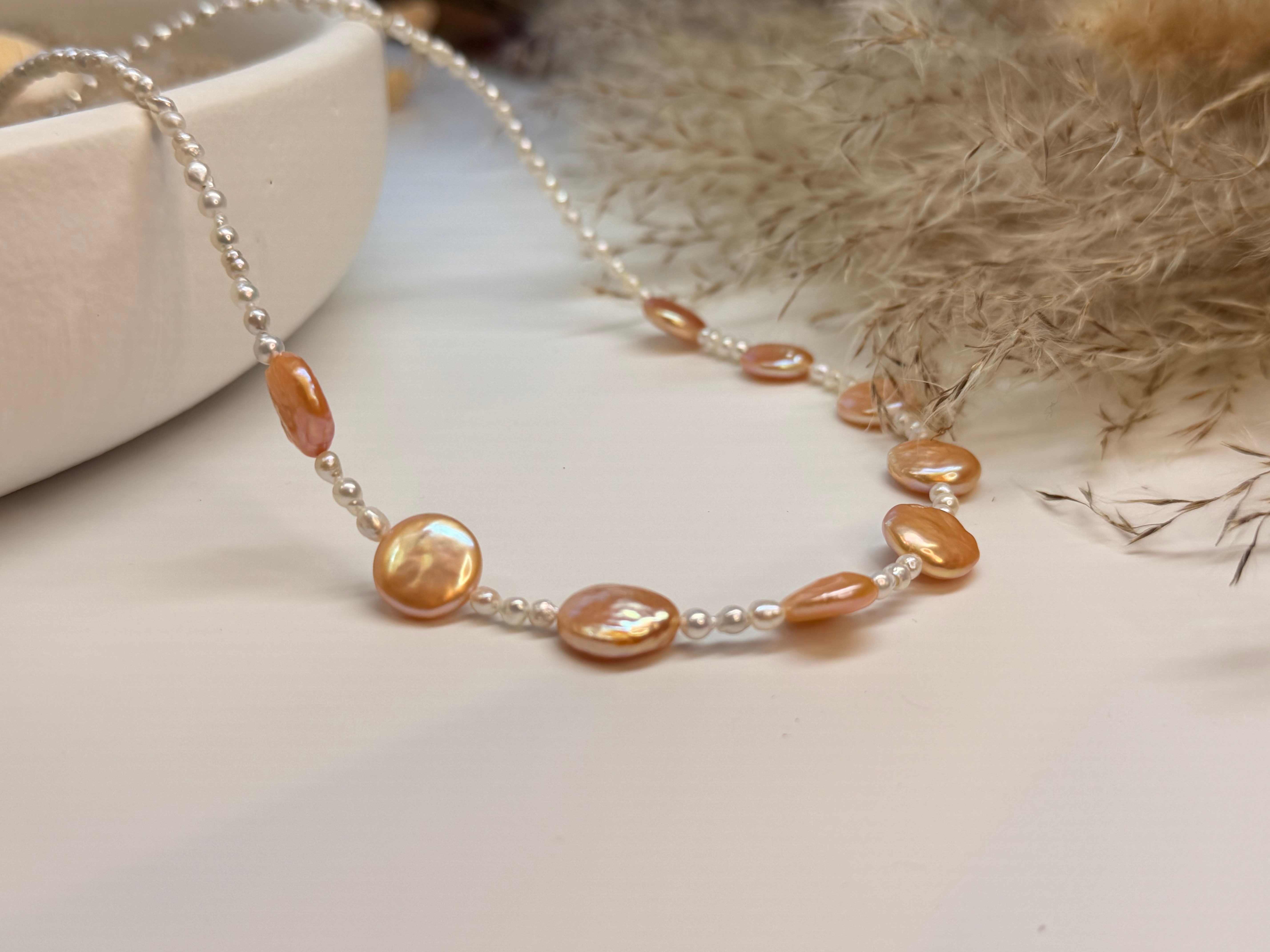 Necklace: Freshwater Pearl & Freshwater Coin Pearl(925 Sterling Silver Findings)