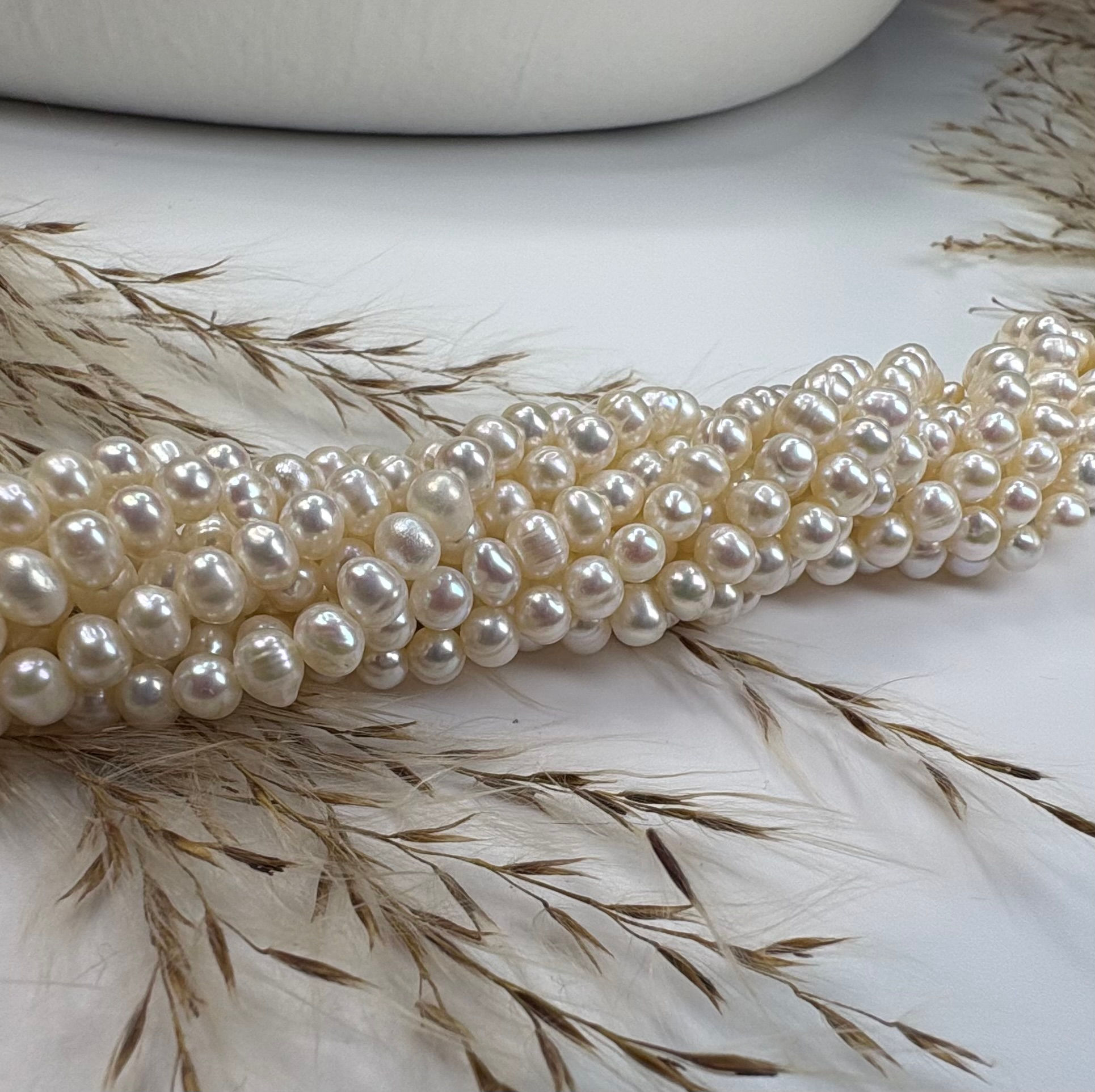 Freshwater Potato Pearl Strand - Cream / Ivory - 4-4.5mm - 1 strand
