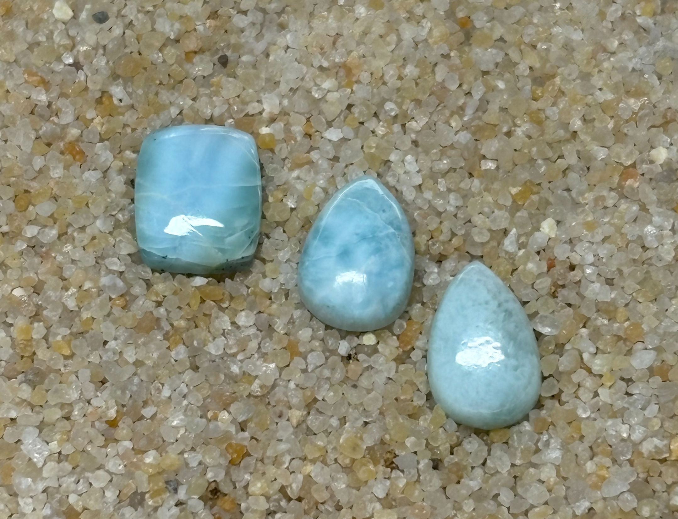 Cabochon - Larimar - Parcel of 3 stones
