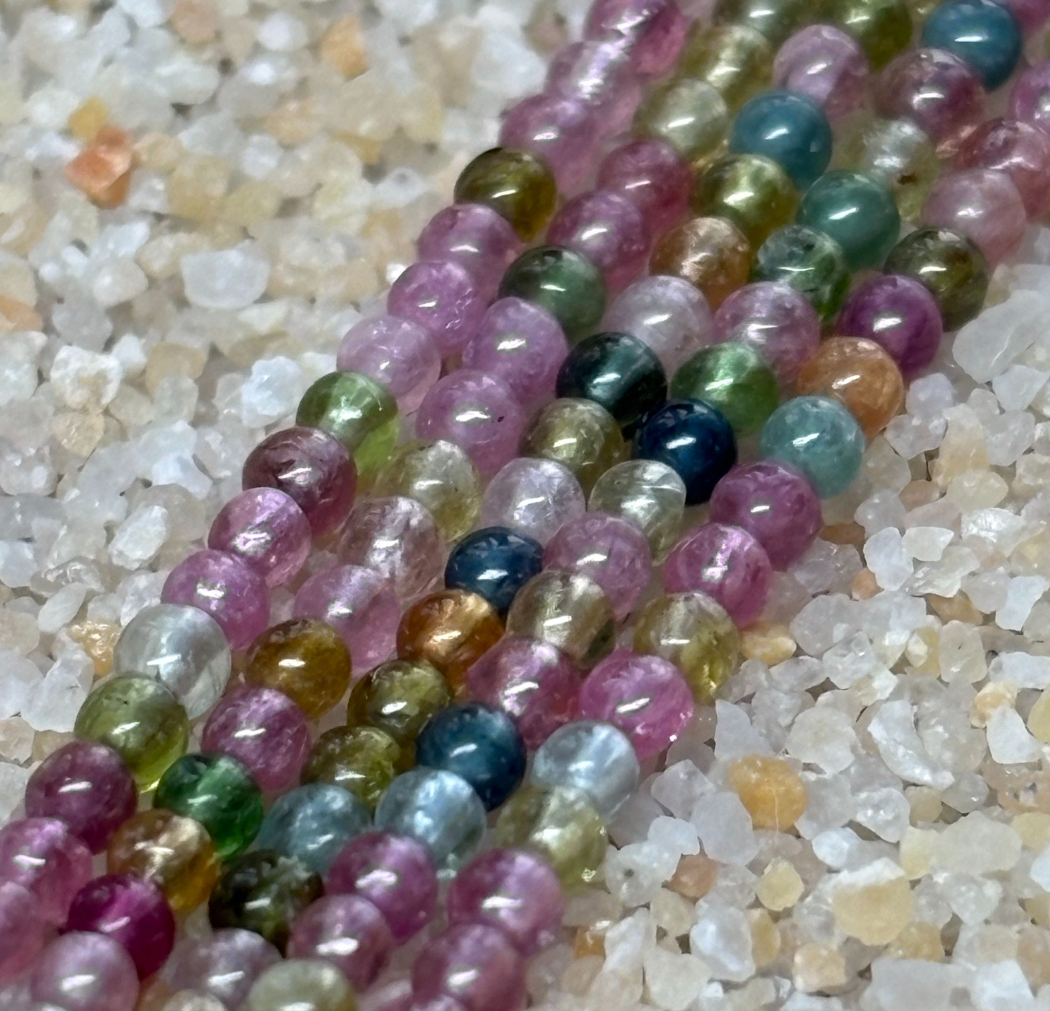 Candy Tourmaline Strands - 2mm Smooth Round