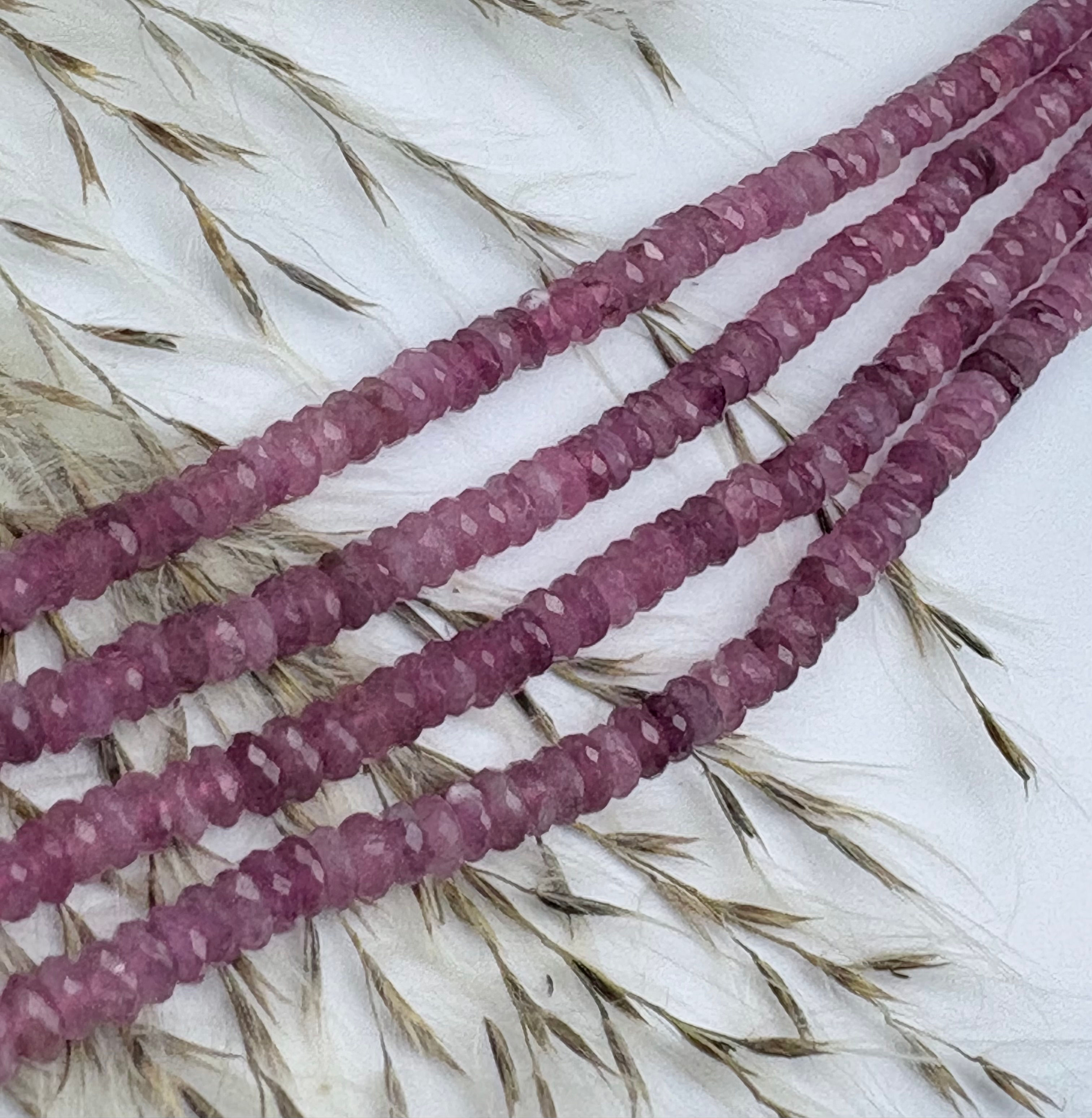 Pink Tourmaline Faceted Strand 1x3mm: 1 Strand