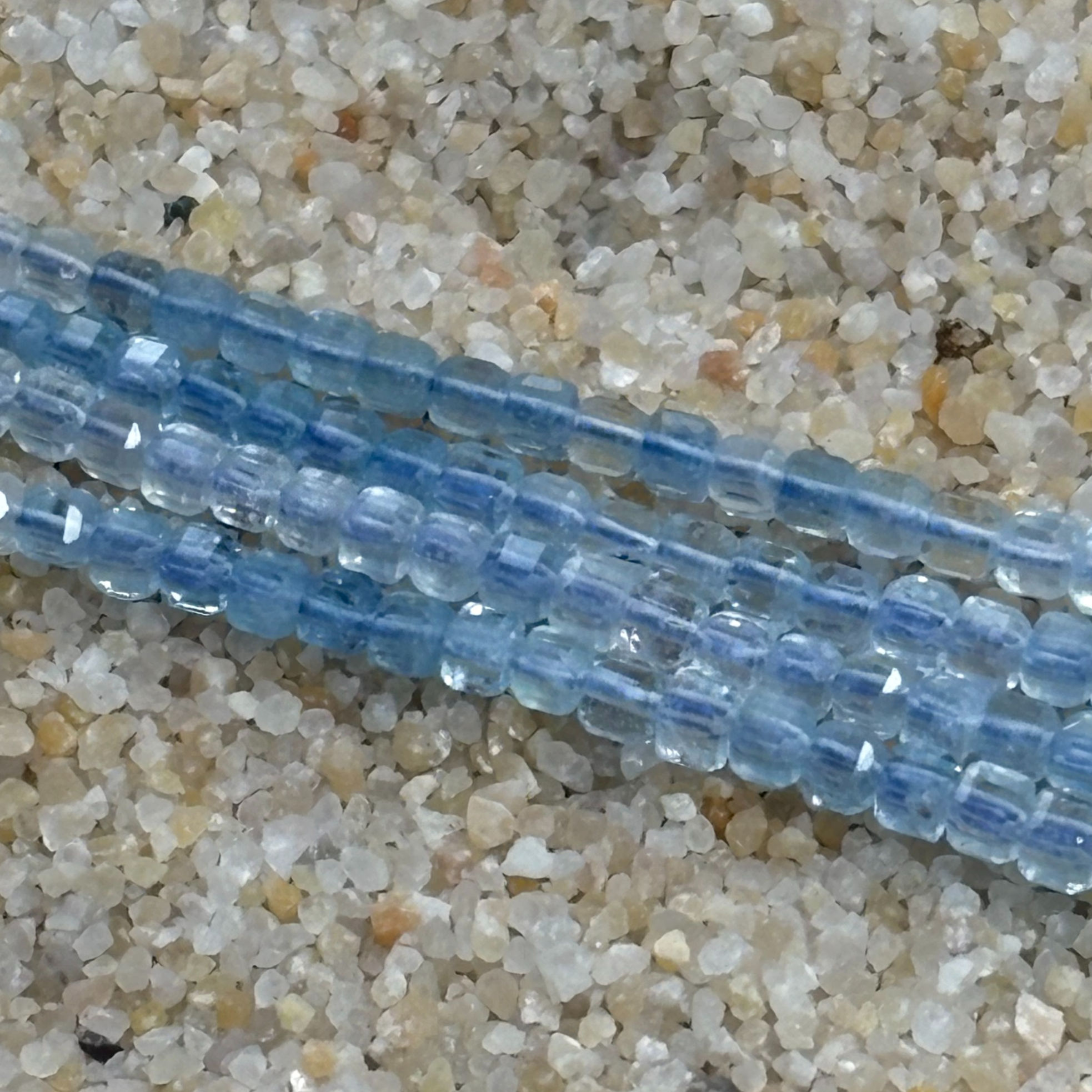 Aquamarine 2mm cube strands