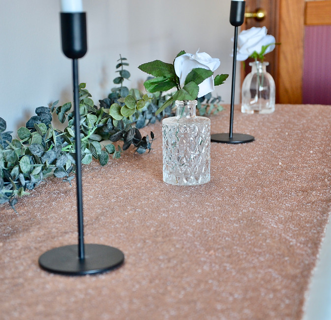 sequin table runner rose gold