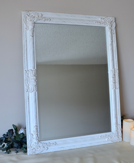 white frame mirror