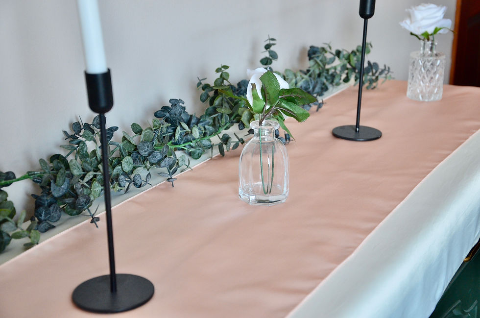 light pink satin table runner
