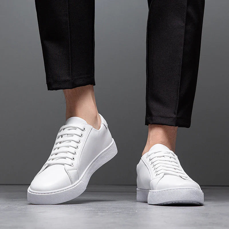 Thumbnail: Men's Leather Sneakers Smart Casual Lace Up Trainers