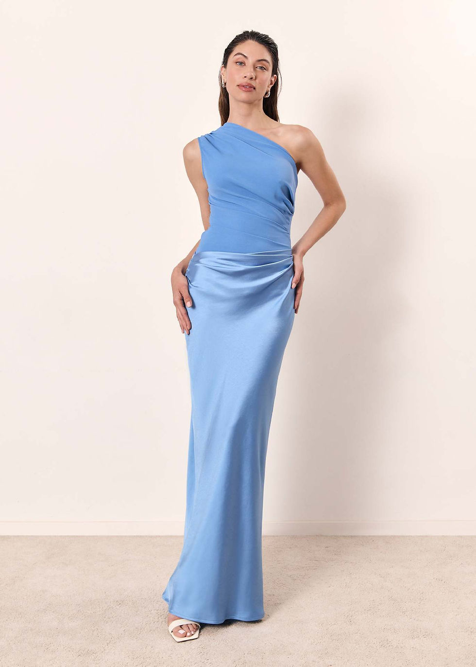 Thumbnail: Women's One Shoulder Maxi Dress Ruched Wedding Guest Gown