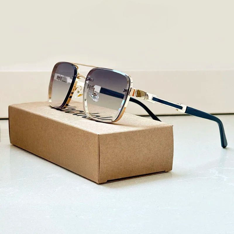 Thumbnail: Women's Retro Aviator Sunglasses Gold Titanium Frame Gradient