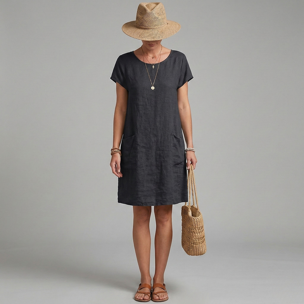 Women's Mini Dress - Short Sleeve with Front Pockets