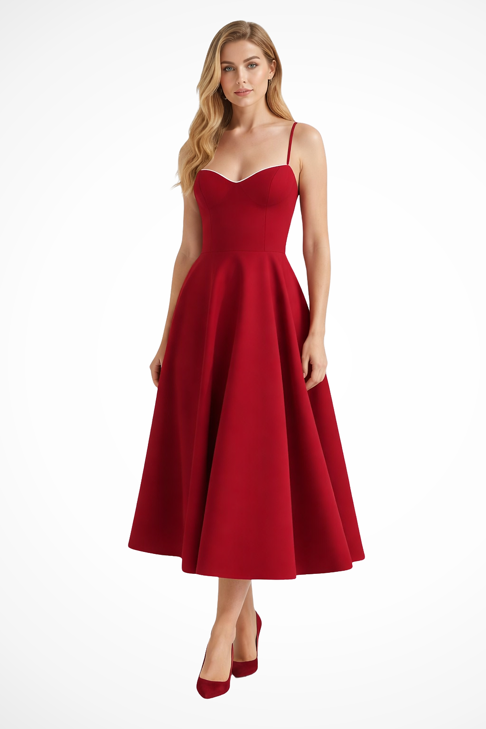 Thumbnail: Women's Corset Midi Dress Sweetheart Wedding Guest A Line