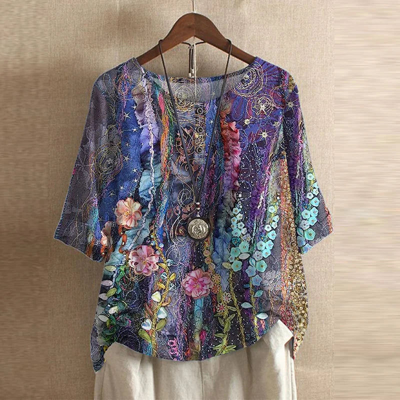 Thumbnail: Women's Printed Blouse Summer Loose Fit Tunics