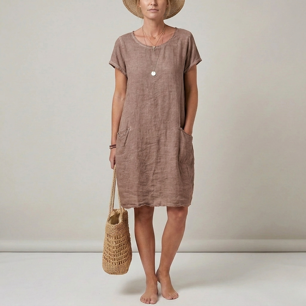 Thumbnail: Women's Mini Dress - Short Sleeve with Front Pockets