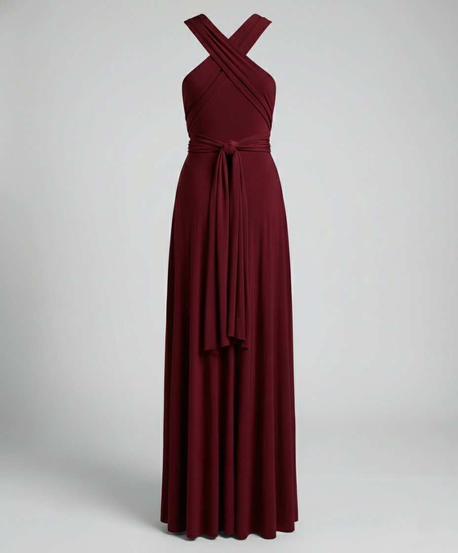 Thumbnail: Women's Multiway Wrap Maxi Dress - V-Neck and Versatile Tie Design