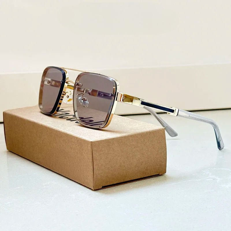 Thumbnail: Women's Retro Aviator Sunglasses Gold Titanium Frame Gradient