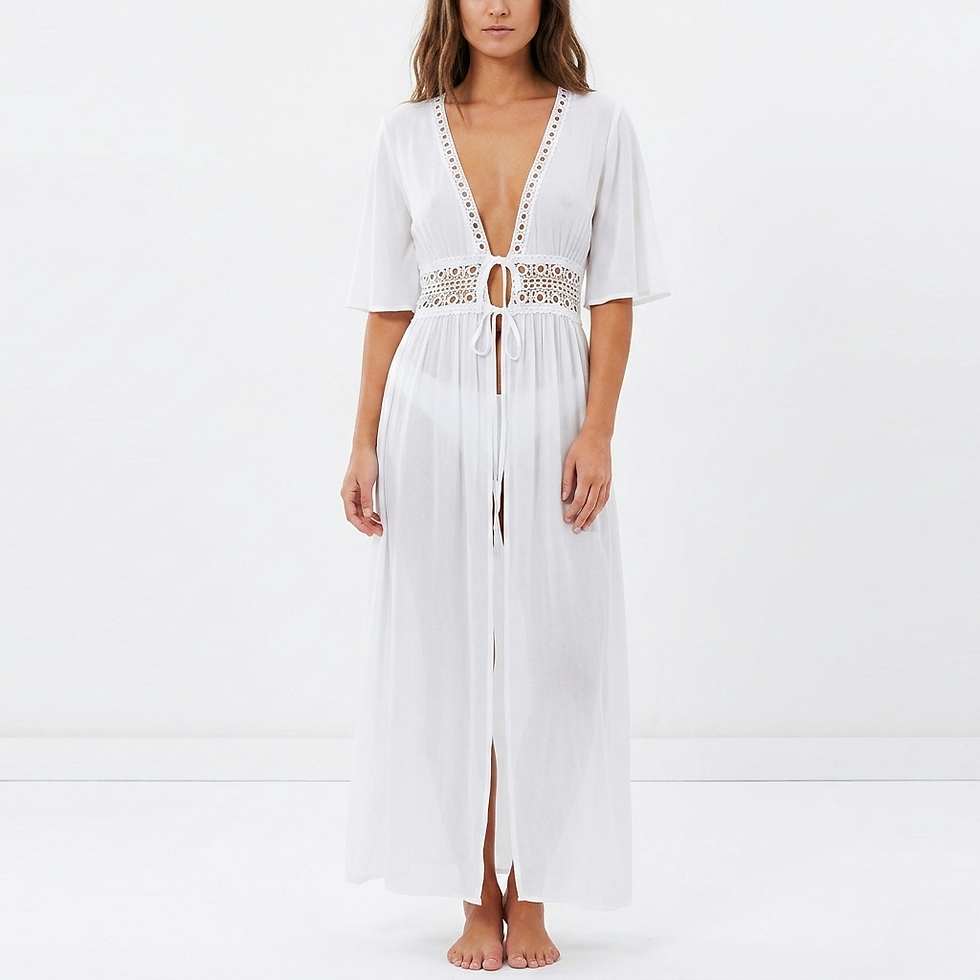 Thumbnail: Women's Cover-Up Tie Waist Maxi Dress - Breathable Weave