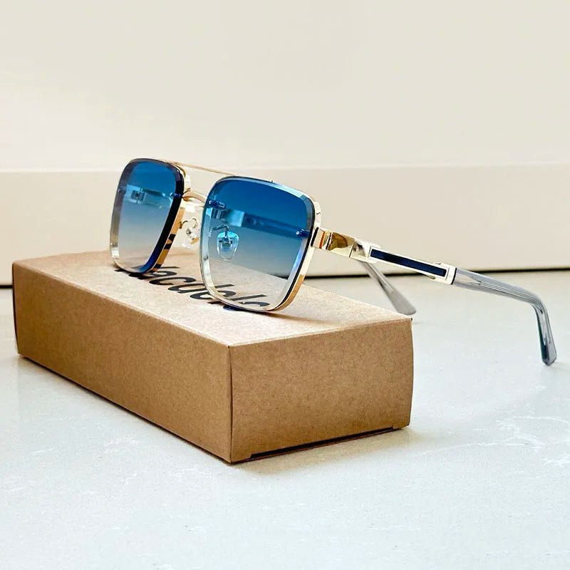 Thumbnail: Women's Retro Aviator Sunglasses Gold Titanium Frame Gradient