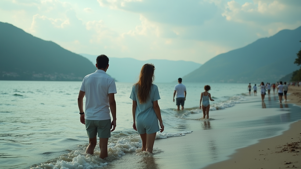 Geniş açıdan Fethiye'nin mavi sularında dalış yapan bir grup