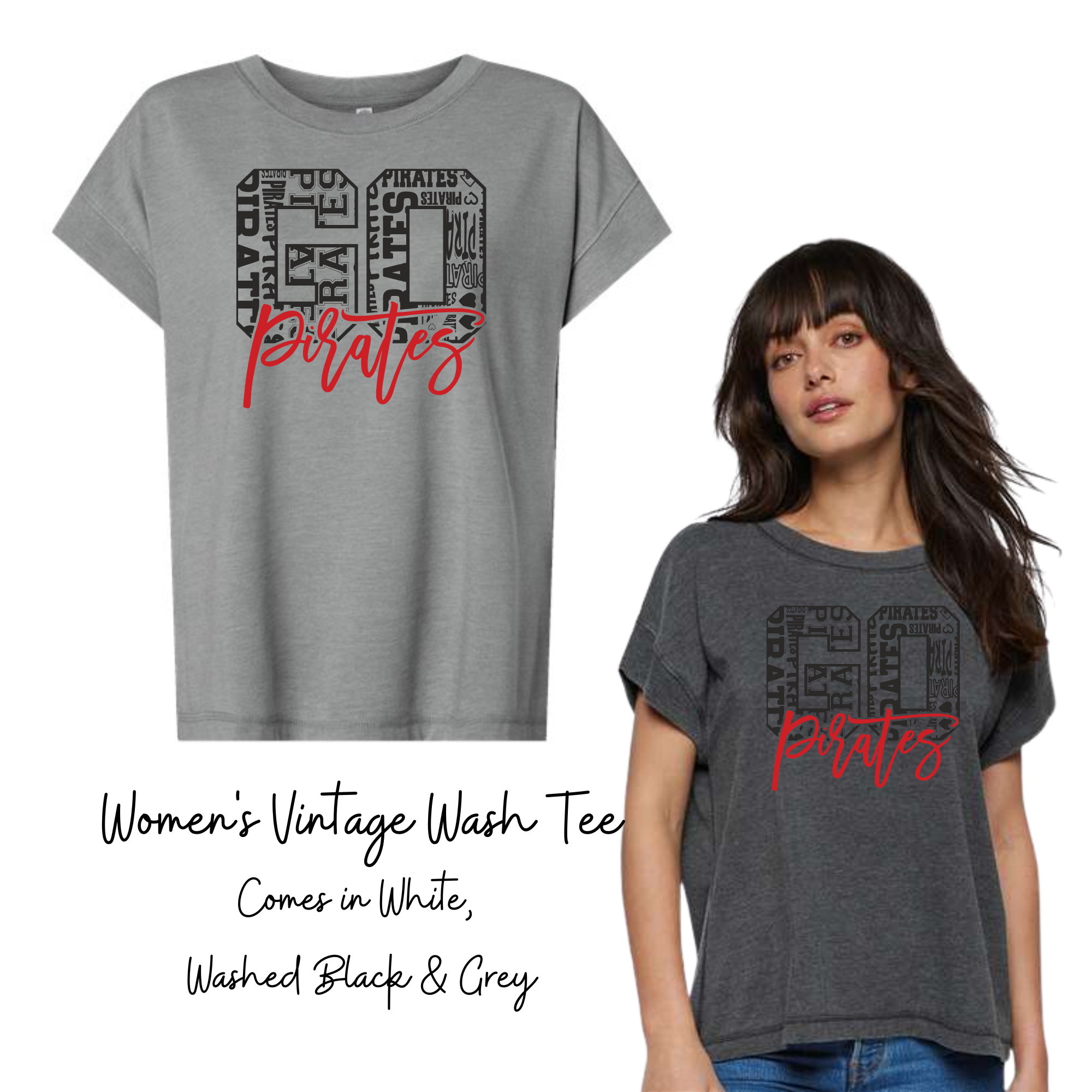 Go Pirates Women's Vintage Wash Tee