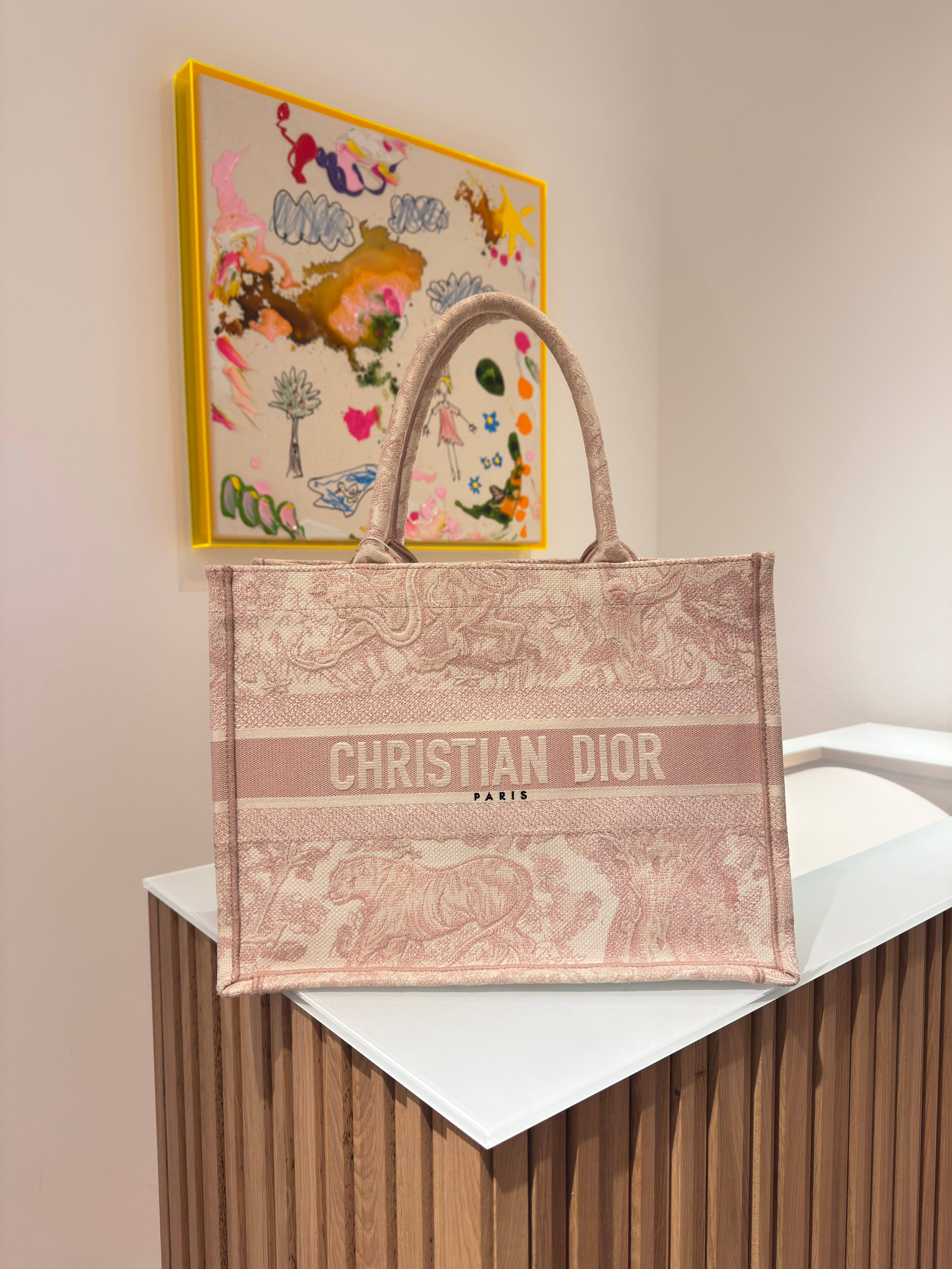 Dior Book Tote Toile de Jouy Stickerei mittelgroß