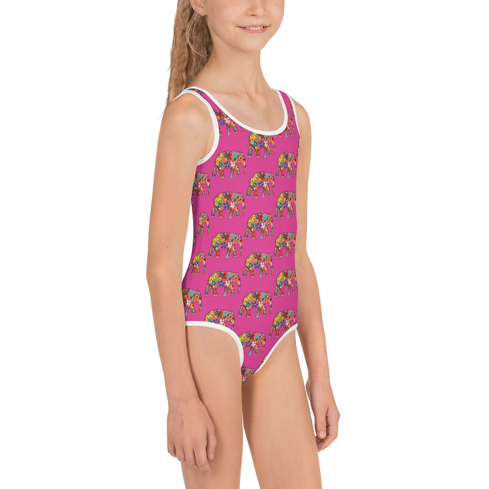 Thumbnail: Emmy's Salmon Elephant/dark pink Kids Swimsuit