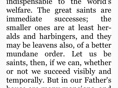 Let us be saints then, if we can....