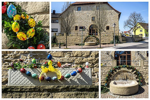 Osterbrunnen und Kelter in Affalterbach