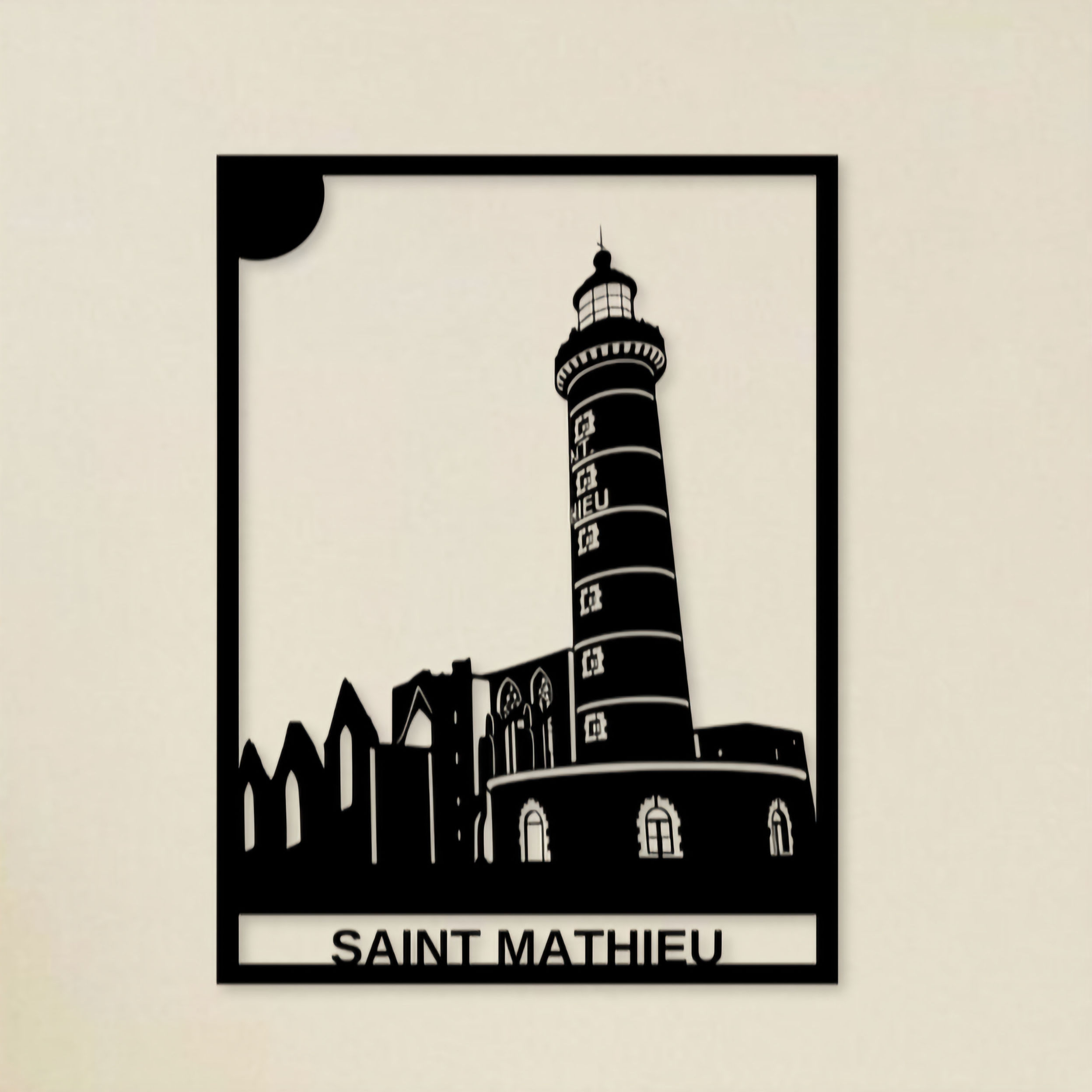Tableau en bois noir - Le Phare de Saint-Mathieu