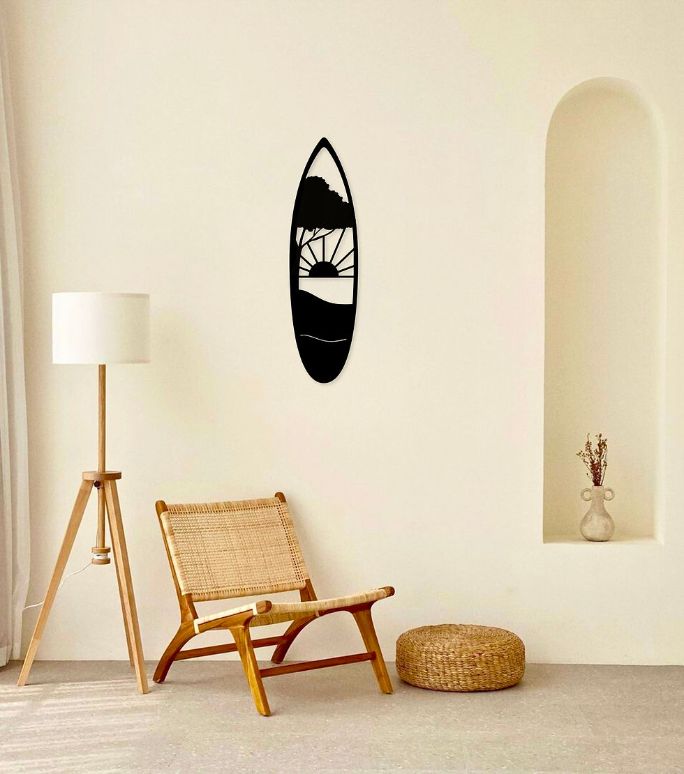 Miniature : Tableau noir en bois - Planche de Surf Sunset
