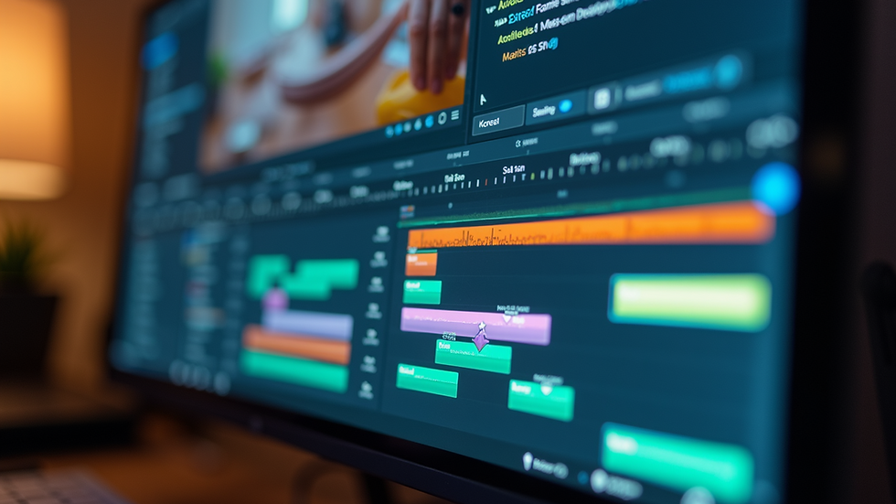 Close-up of a computer screen showing a multimedia editing software