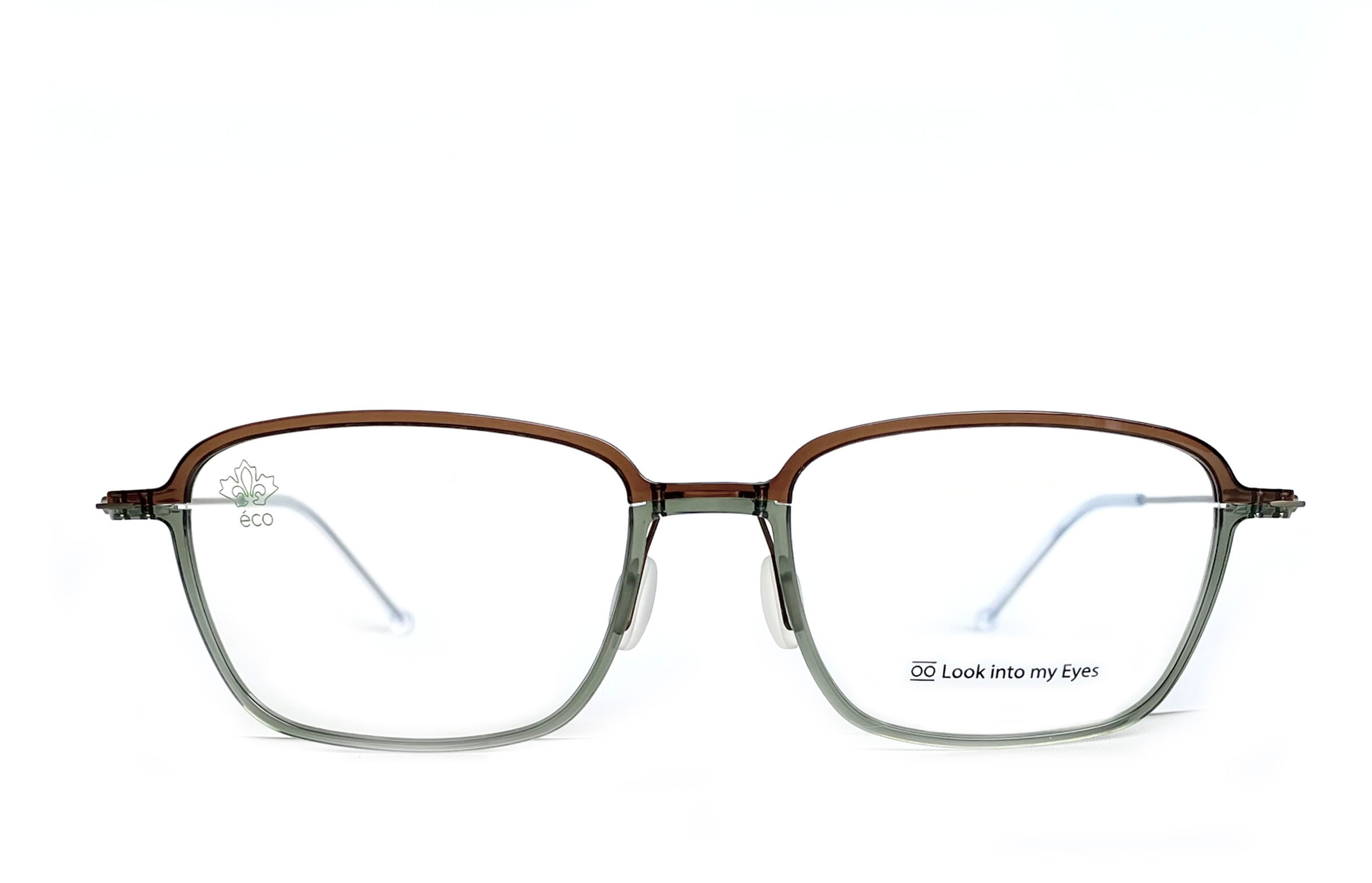 thin light frame with titanium temples Brown and green