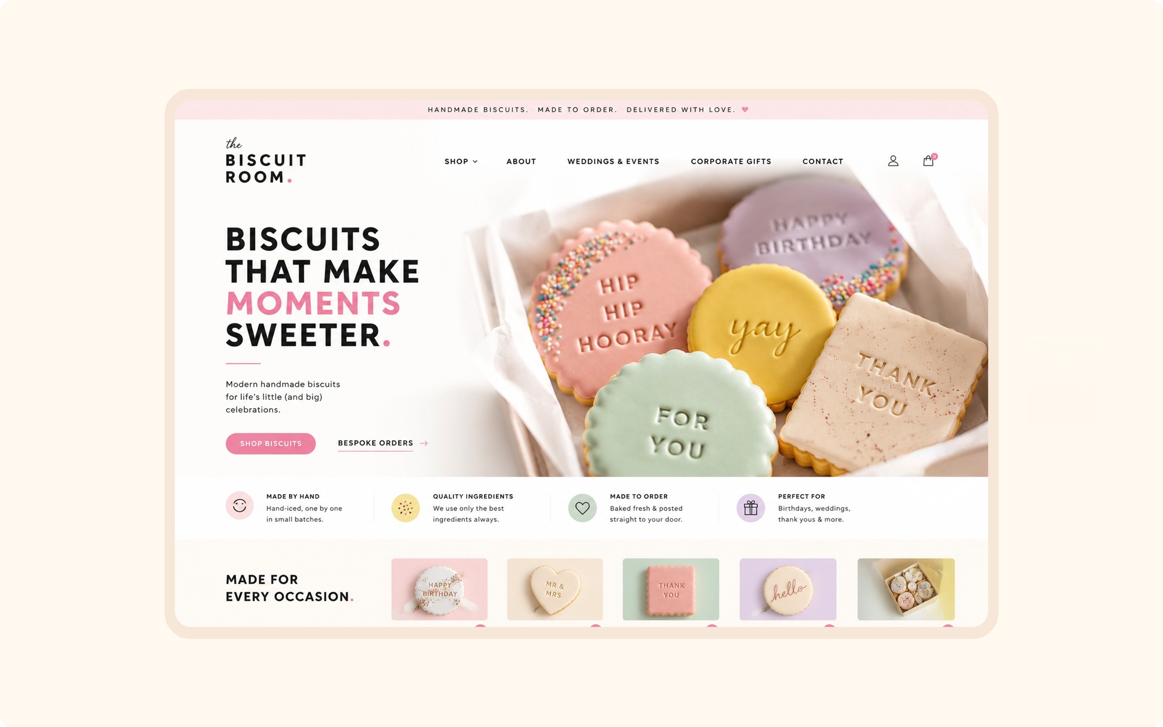 The Biscuit Room e-commerce bakery website designed in Wix Studio