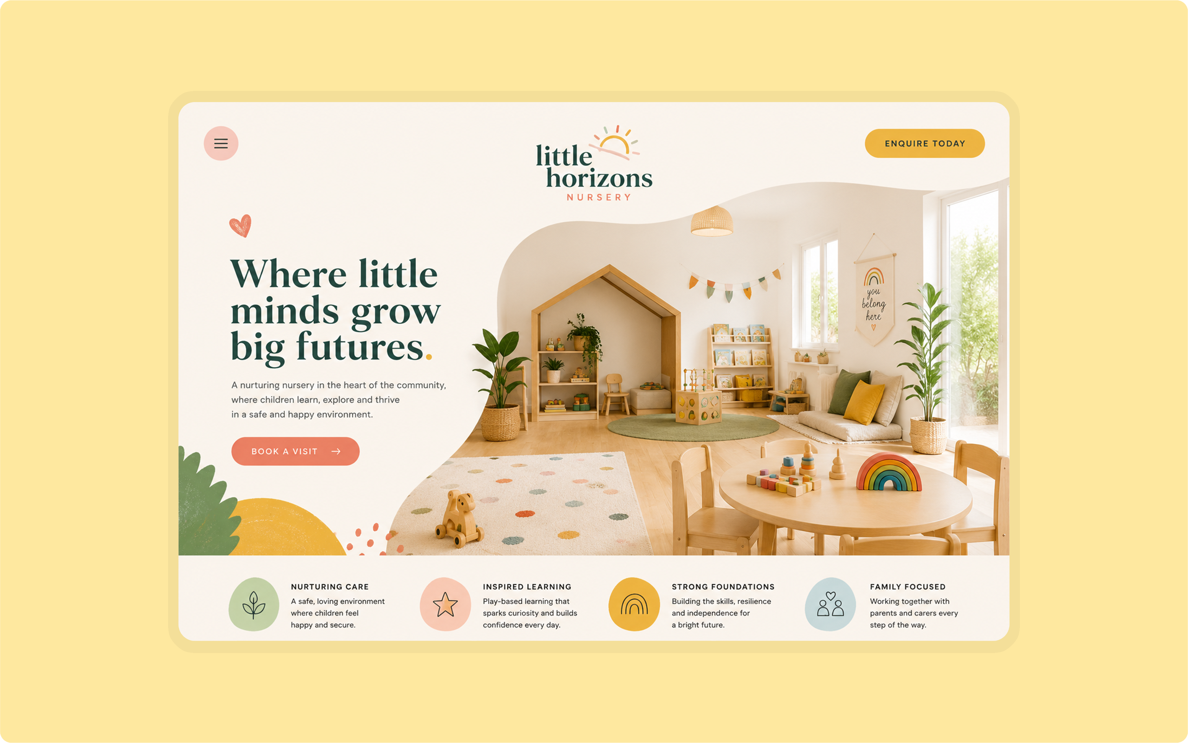 Little Horizons Nursery website homepage designed by Joe Lewis Studio