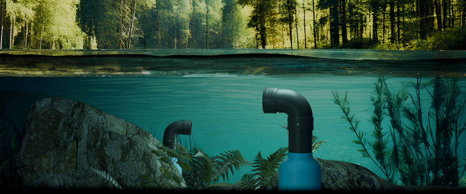 Bomba UP submersa em um lago