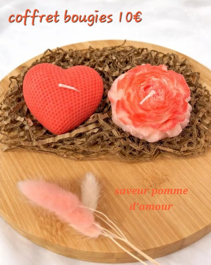 Bougies artisanales en cire de soja saveur Pomme d'amour