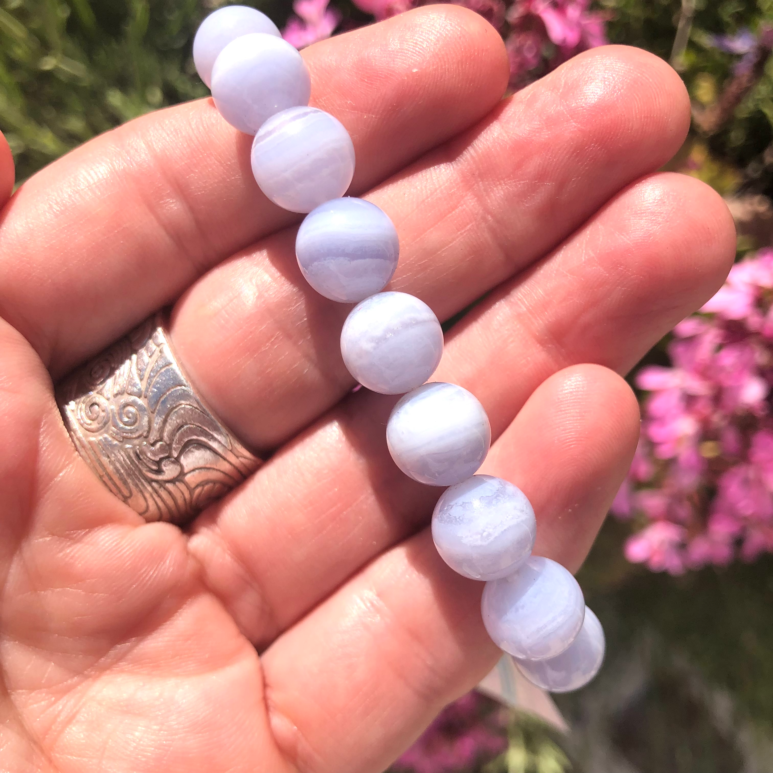 Blue Lace Agate Crystal Bracelet - 10mm