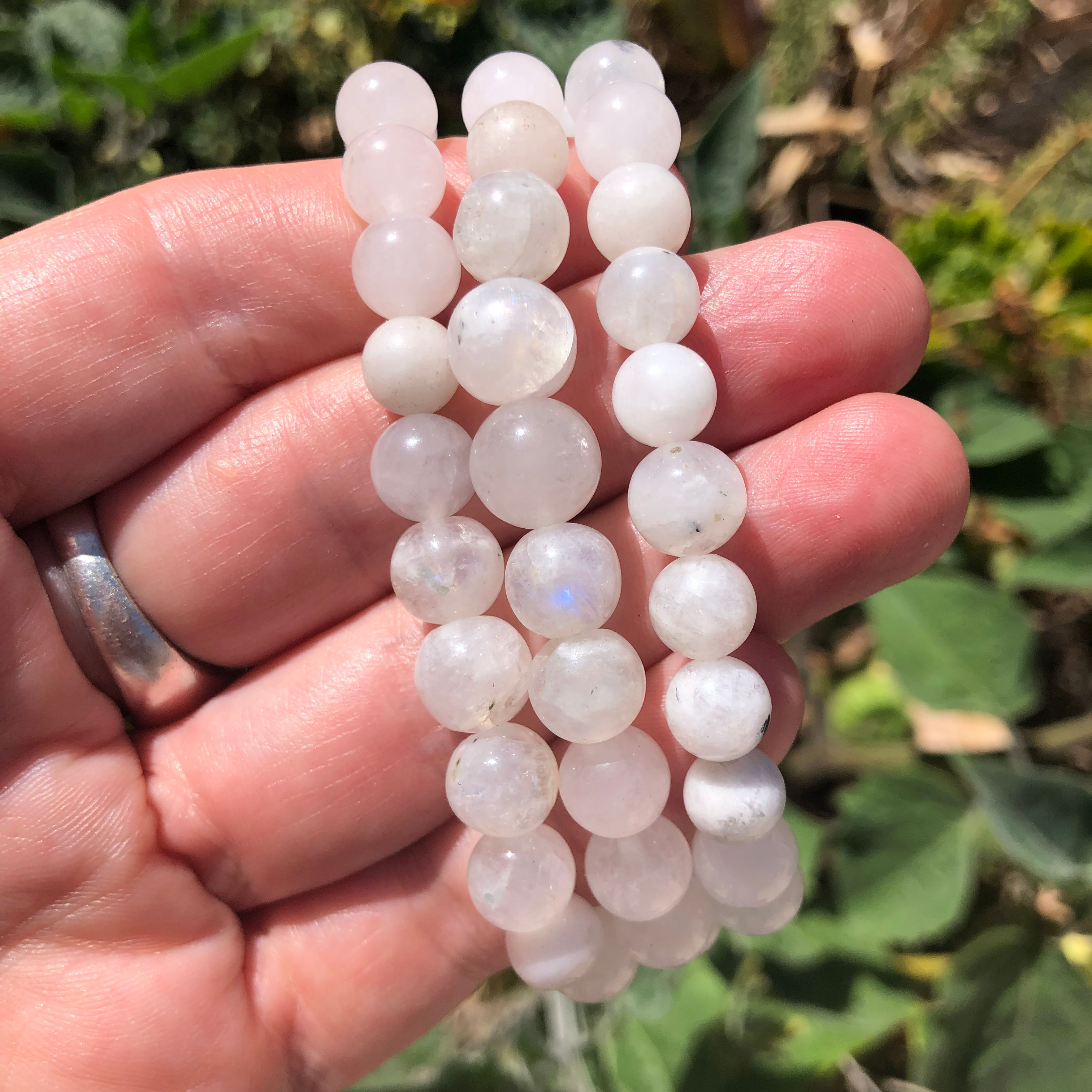 Moonstone & White Jade Crystal Bracelet