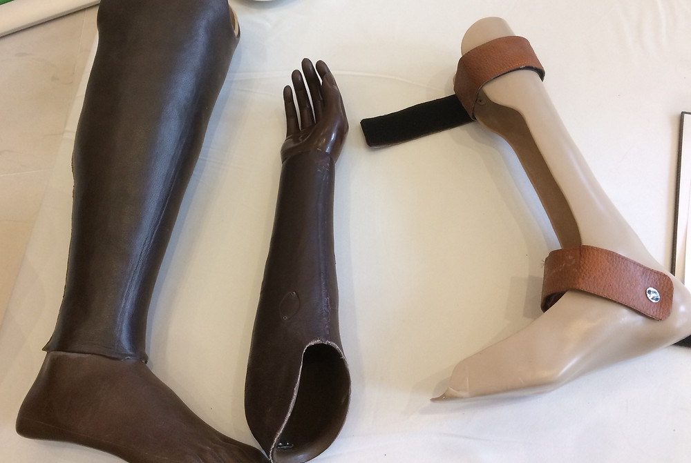 Prosthetic limbs in an African workshop.