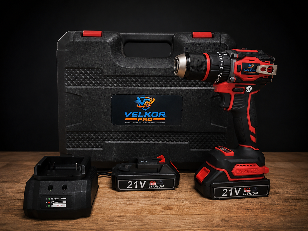 Miniature : Trapano avvitatore a percussione motore Brushless 55 Nm di potenza batterie 21 V