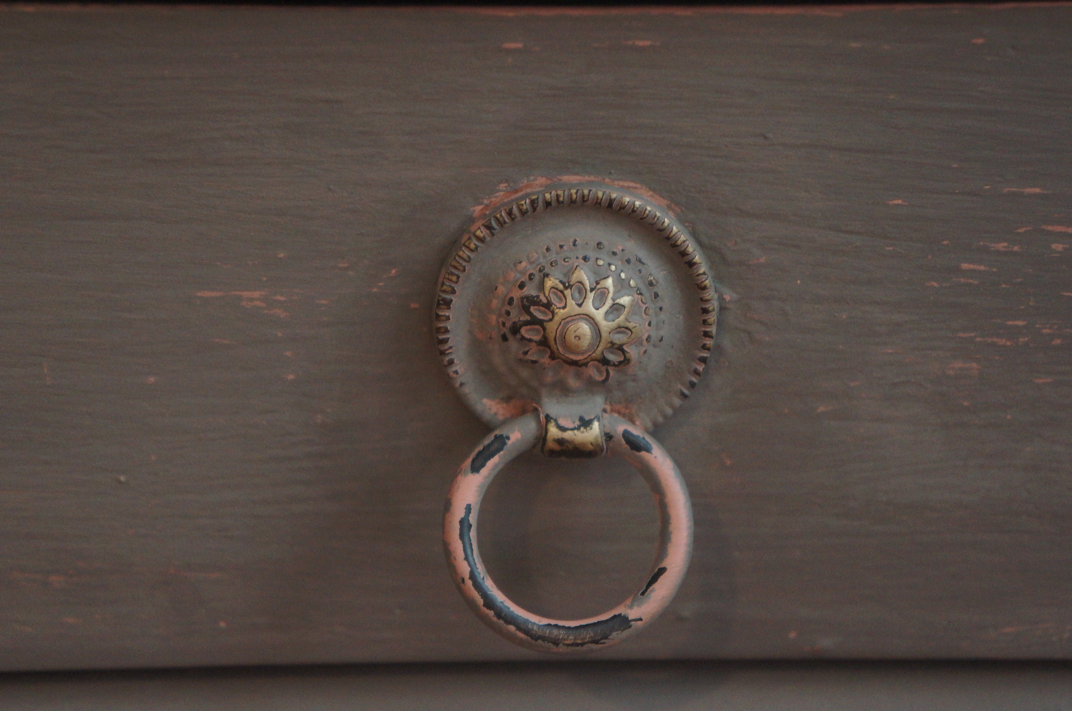 Layered chalk paint.