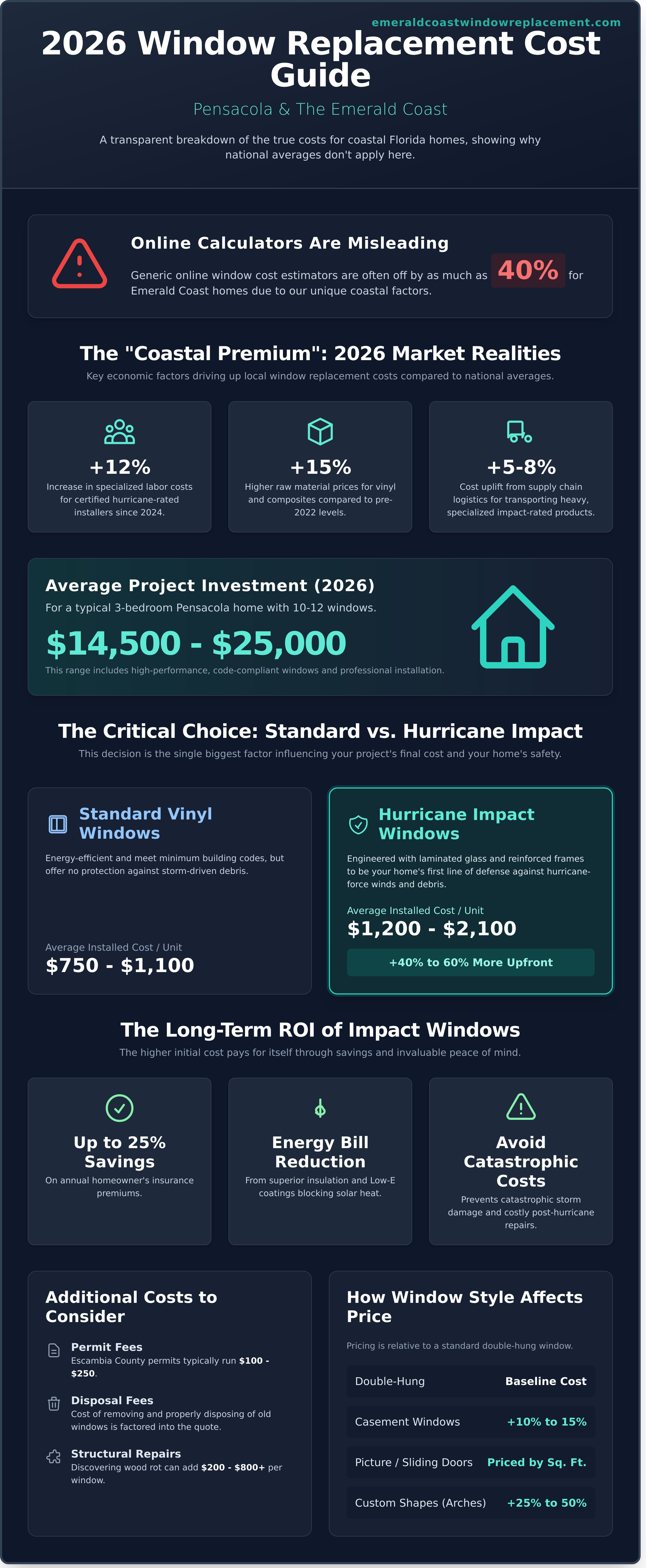 Window replacement cost Pensacola FL infographic - visual guide