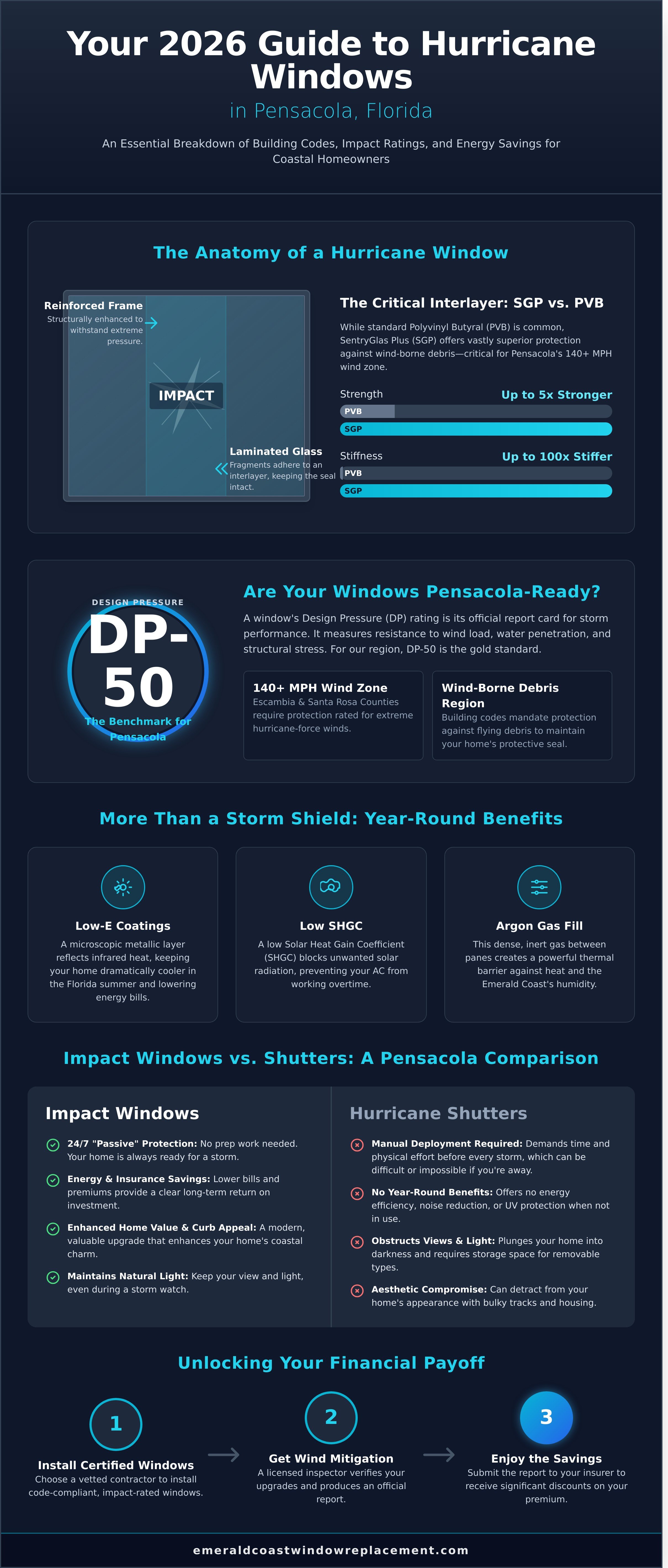 Hurricane windows Pensacola infographic - visual guide
