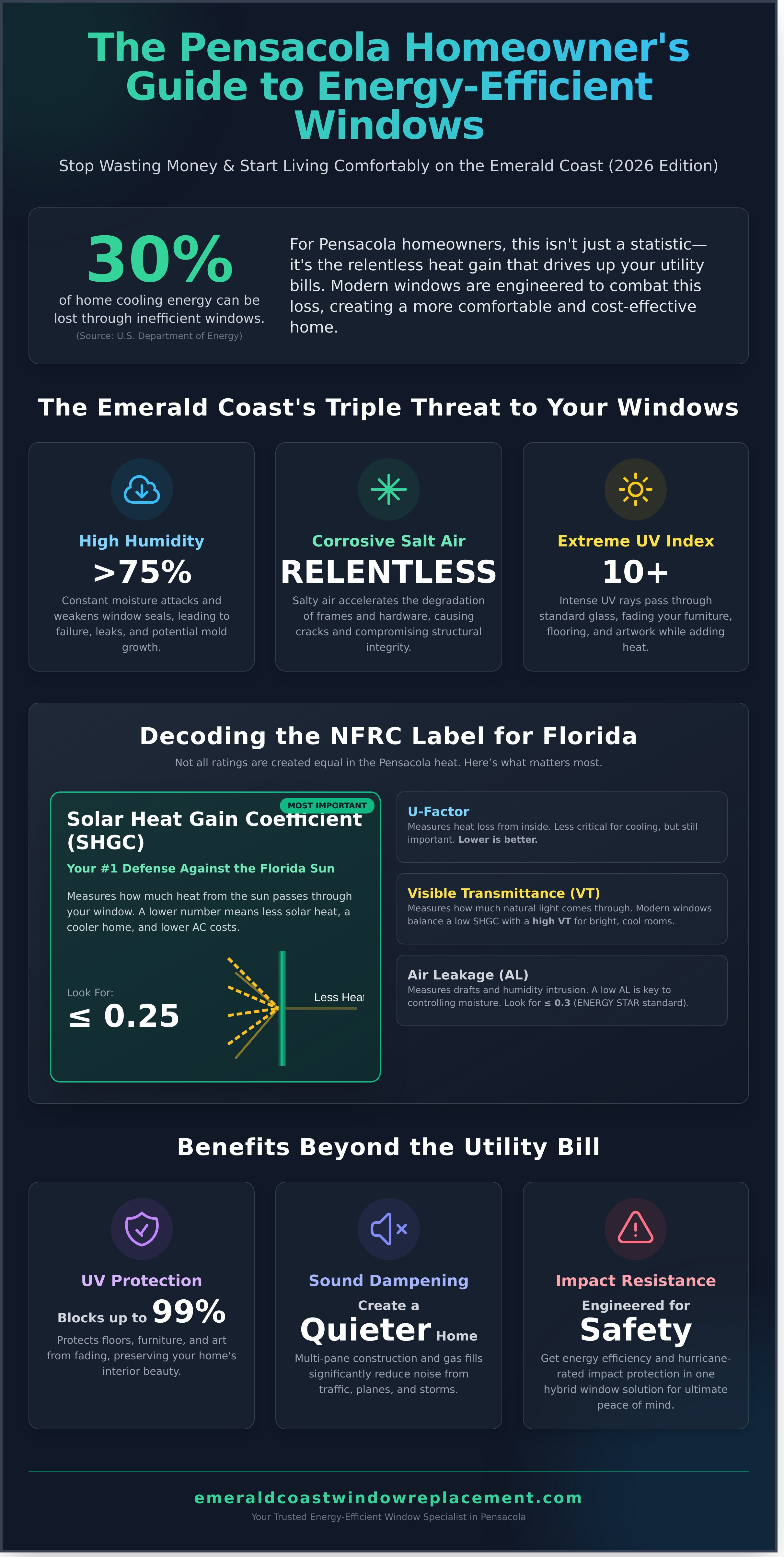 Energy efficient windows Pensacola infographic - visual guide
