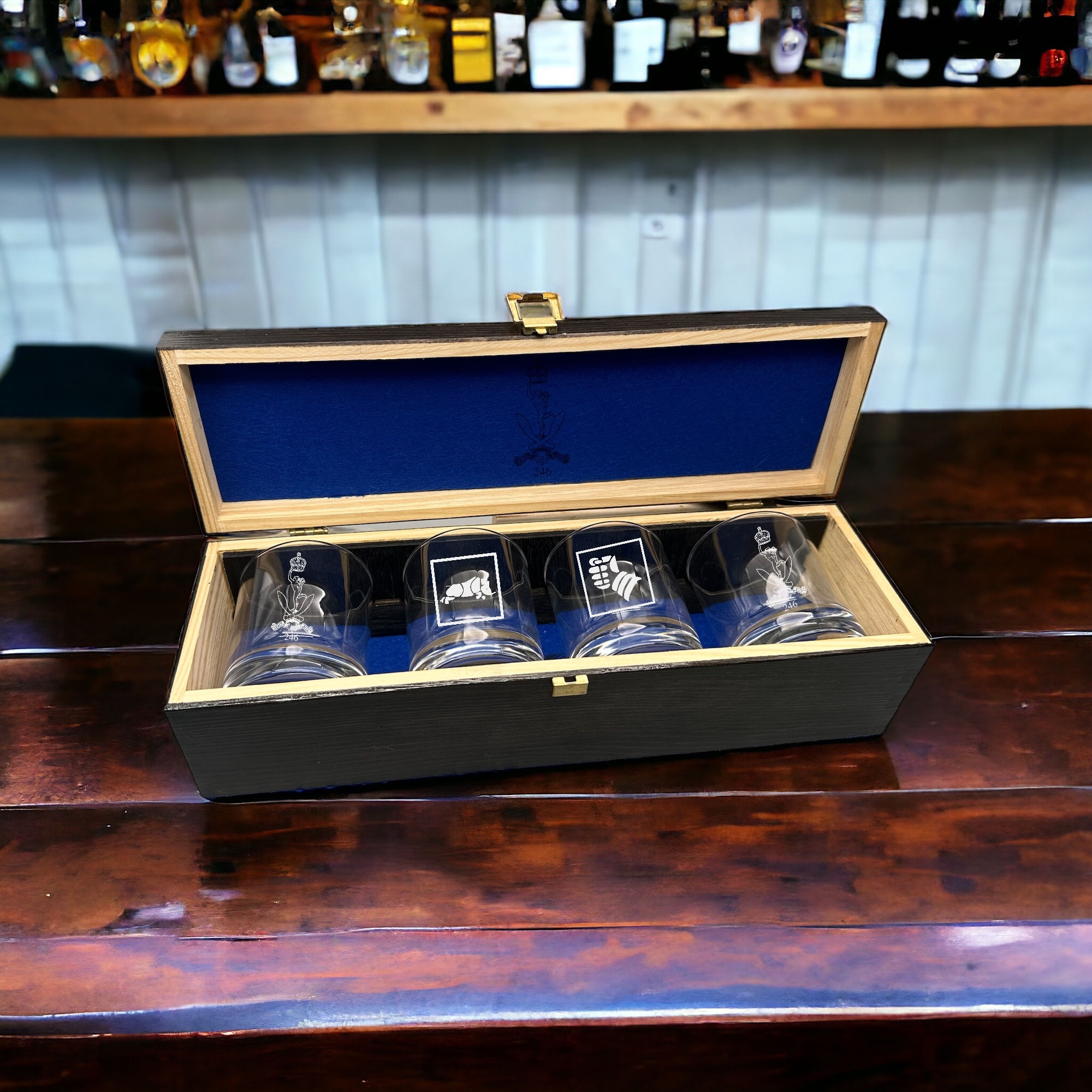 1SR - Four Glass Whisky Set Wooden Display Box