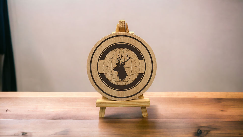 Thumbnail: 77- 6  Wooden Coasters & Wooden Holder