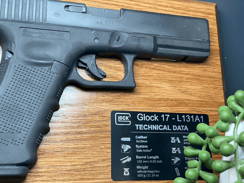 Thumbnail: 1:1 Replica Glock 17 Cold Cast in Resin and Iron Powder on Customisable Hardwood Plaque