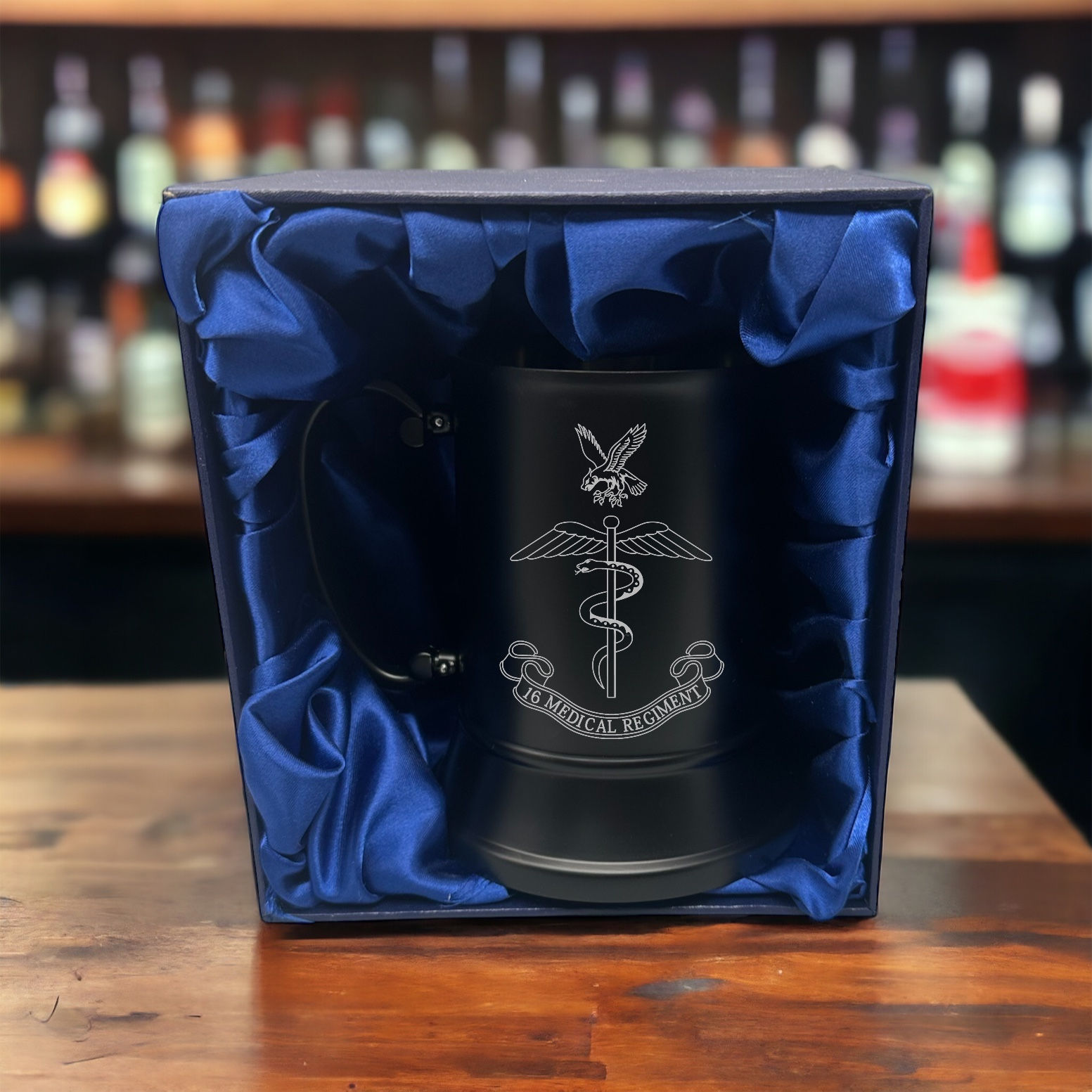 16MR - Black Steel Tankard and Silk Lined Box