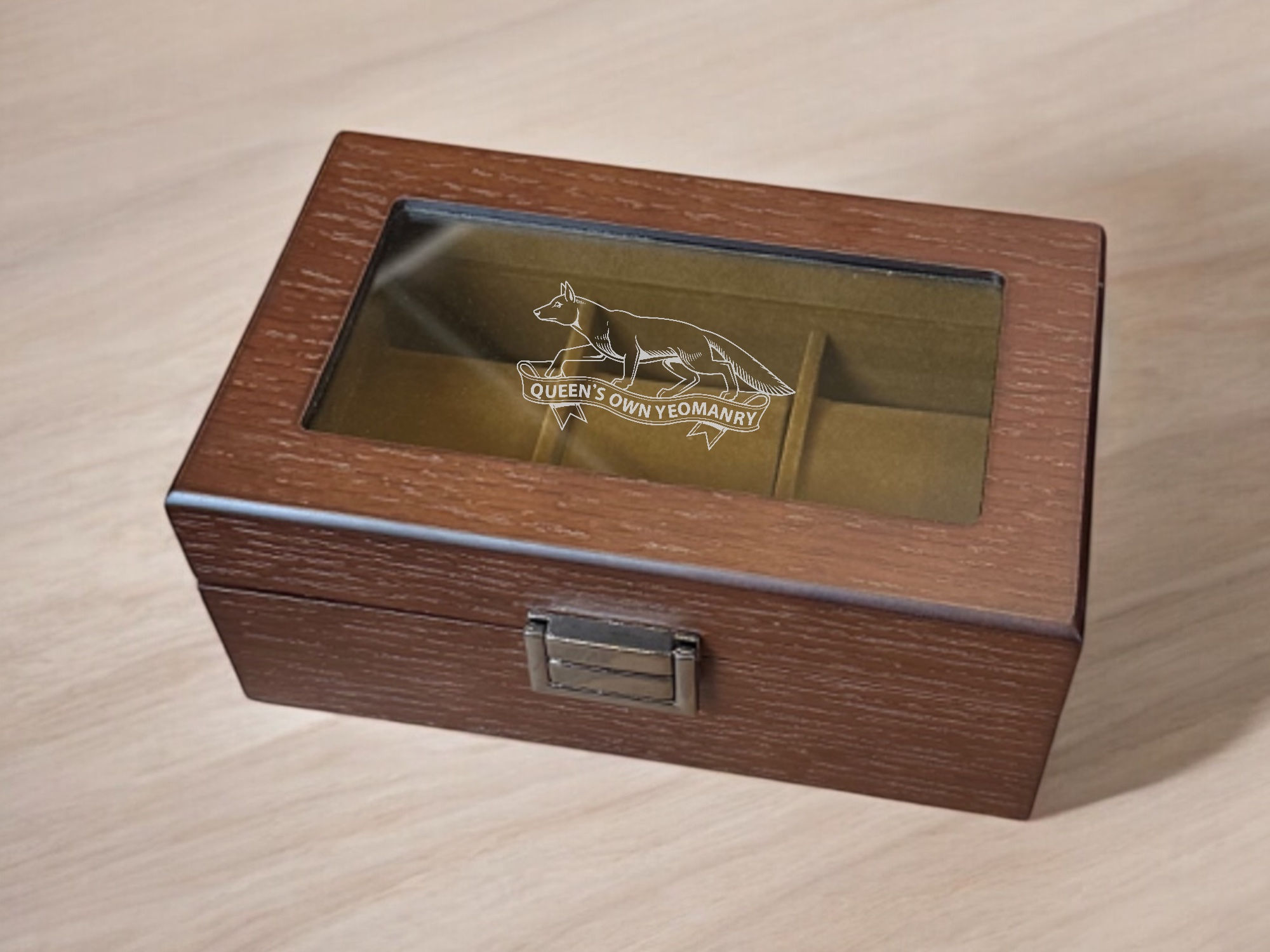 QOY - Wooden Watch Box, 3 Slot Watch Display Case with Glass Lid