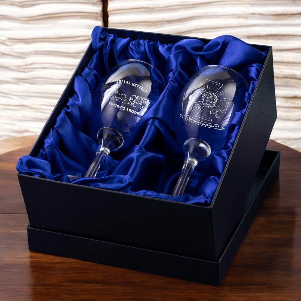 19RA - Personalised Engraved Wine Glass Set - Presented in Silk-Lined Box